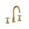 Just Taps Grosvenor Pinch 3 Hole Basin Mixer Tap with Swivel Spout & Pop Up Waste – Polished Gold