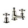 Just Taps Grosvenor Pinch 3-Hole Deck Mounted Basin Mixer Tap-Nickel