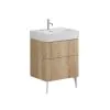 Crosswater Avenue 600mm Two Drawer Vanity with 1TH Ceramic Basin-Windsor Oak