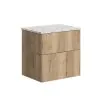 Crosswater Avenue 600 Two drawer Wall Hung Vanity Windsor Oak with Gold Vein Worktop