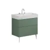 Crosswater Avenue 800mm Two Drawer Vanity with 3TH Ceramic Basin-Sage Green
