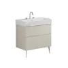 Crosswater Avenue 800mm Two Drawer Vanity with 3TH Ceramic Basin-Warm Stone