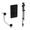 Saneux COS 2 way shower kit - w/ 3 Function Handset and Slider Rail and Bath filler - Knurled - Satin Black
