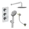 Saneux COS 3 way shower kit - w/ 3 Function Handset and Bath filler and Shower Head - Fluted - Chrome