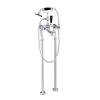 Just Taps Grosvenor Black, Cross Floor Standing Bath Shower Mixer With Kit
