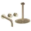 Crosswater Module Shower Set 3 with Fixed Head & Bath Spout 300mm Brushed Brass