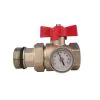 1″ Manifold Ball Valve with Temperature Gauge – Red
