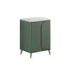 Crosswater Tambour 600mm Floor Standing Vanity With Doors with Gold Vein Estatuario Worktop-Sage Green