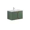 Crosswater Tambour 800mm One Drawer Wall Hung Vanity with 1TH Basin-Sage Green