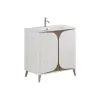 Crosswater Tambour 800mm Floor Standing Vanity With Doors with 1TH Basin-Matt White