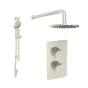 Saneux COS 2 way shower kit - w/ 3 Function Handset and Slider Rail and Shower Head - Fluted - Brushed Nickel