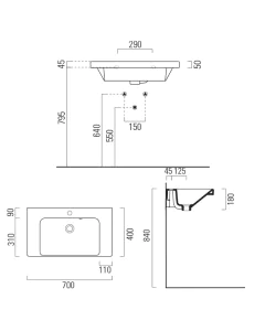 GSI Norm 70 x 40 Washbasin