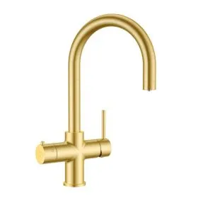 Wash Water 4in1 Round Neck Kitchen Tap - Brushed Brass - 4.0ltr Boiling Tank