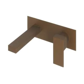 Abacus Plan Wall Mounted Basin Mixer With Ez Box Brushed Bronze