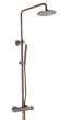 Just Taps Vos Thermostatic Bar Valve with 2 Outlets, Adjustable Riser and Multifunction Shower Handle Brushed Bronze