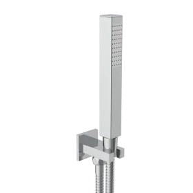 Just Taps Square water outlet and holder with metal hose and slim handshower-Chrome