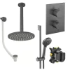 Crosswater Crossbox Shower Set 10 with 3 Outlet and shower Head 200mm Slate