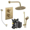Crosswater Crossbox Shower Set 10 Brushed Brass 200mm