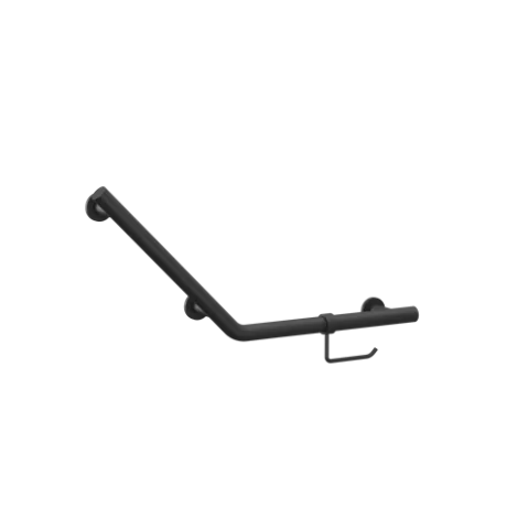 Crosswater Angled Grab Bar with WC Roll Holder-Matt Black